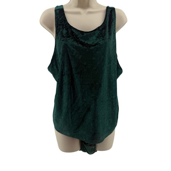 Vintage The Bug Emerald Green Velvet Tank Matching Bikini Set Womens 3X/10 - Picture 1 of 6